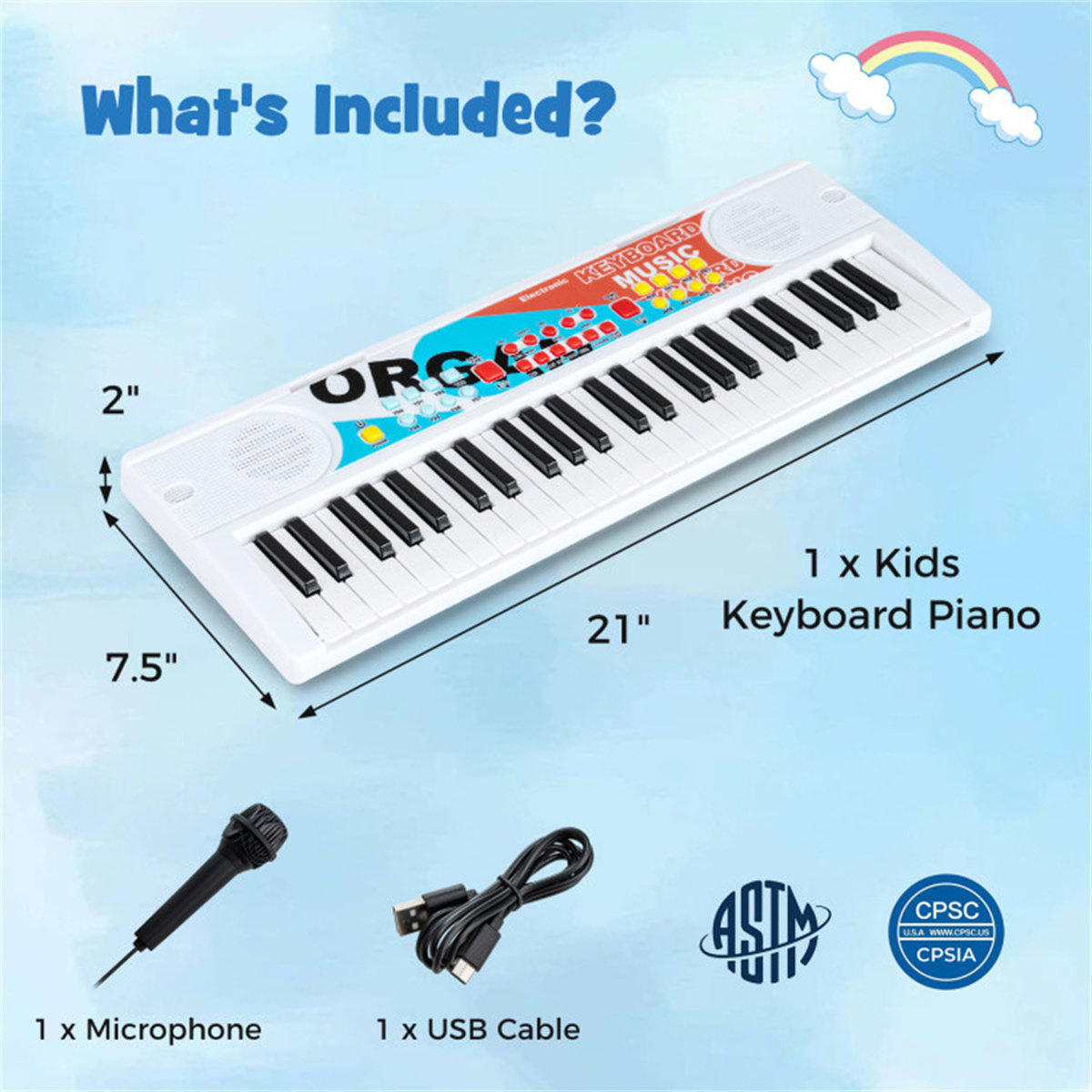 Kids Education Music - 49 Keys Kids Electronic Keyboard with