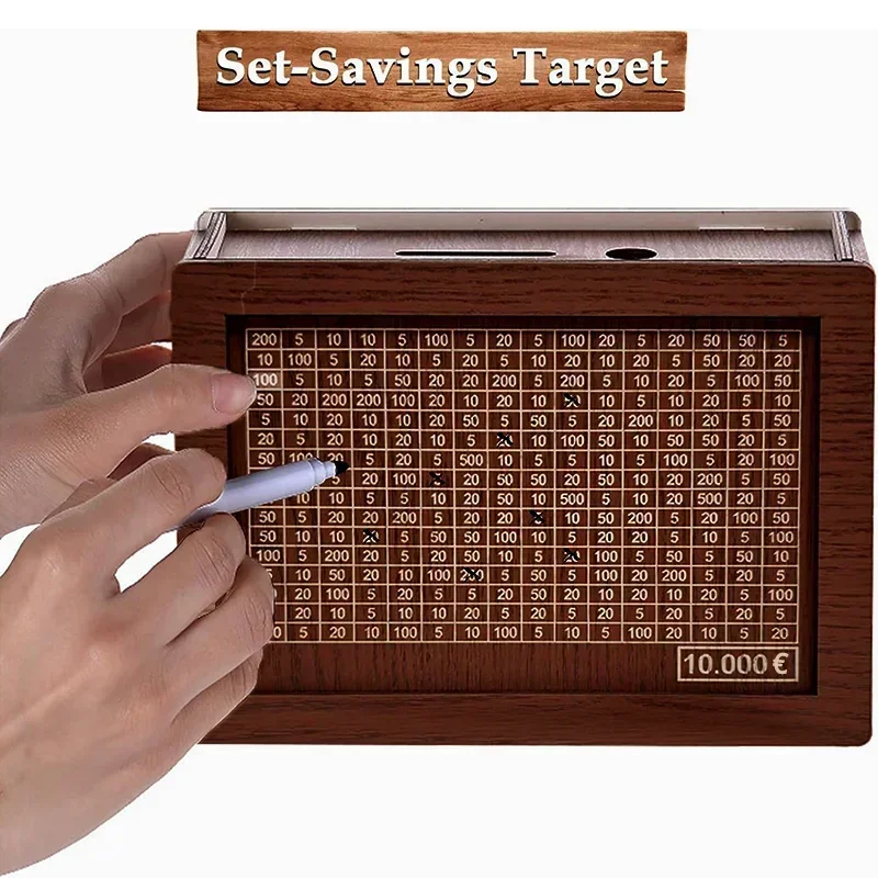 Saving Goal Wooden Money Bank  - Kids Education Savings 评论和价格