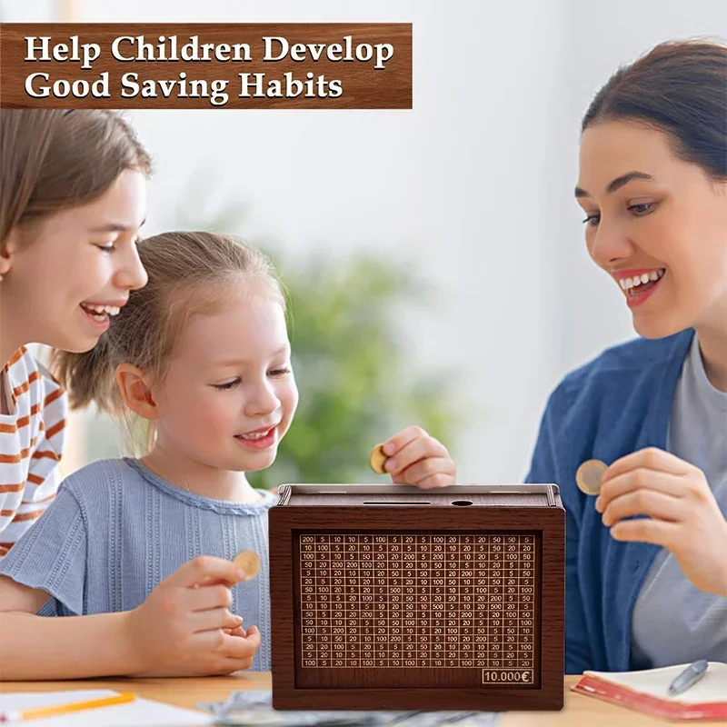 Saving Goal Wooden Money Bank  - Kids Education Savings 评论和价格