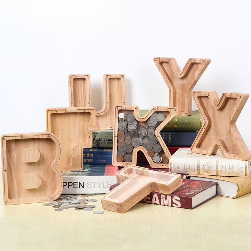 Wooden Alphabet Money Box for  - Kids Education Savings 评论和价格