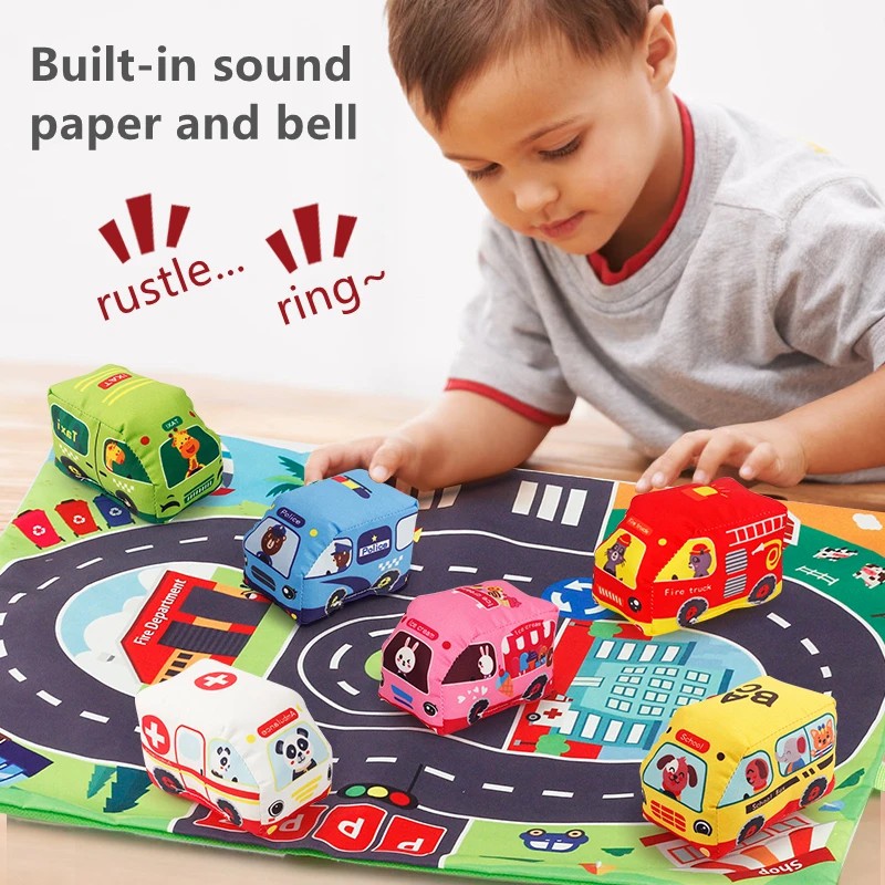 Soft Car Toy Set with Play Mat - Kids Educational Mat 评论和价格