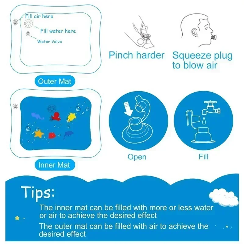 Baby Water Play Mat PVC Inflat - Kids Educational Mat 评论和价格